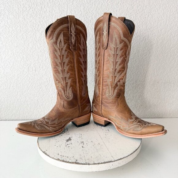 Lane LEXINGTON Womens Cowboy Boots Size 5.5 Brown Western Cowgirl Mid Calf Tall - Picture 7 of 11